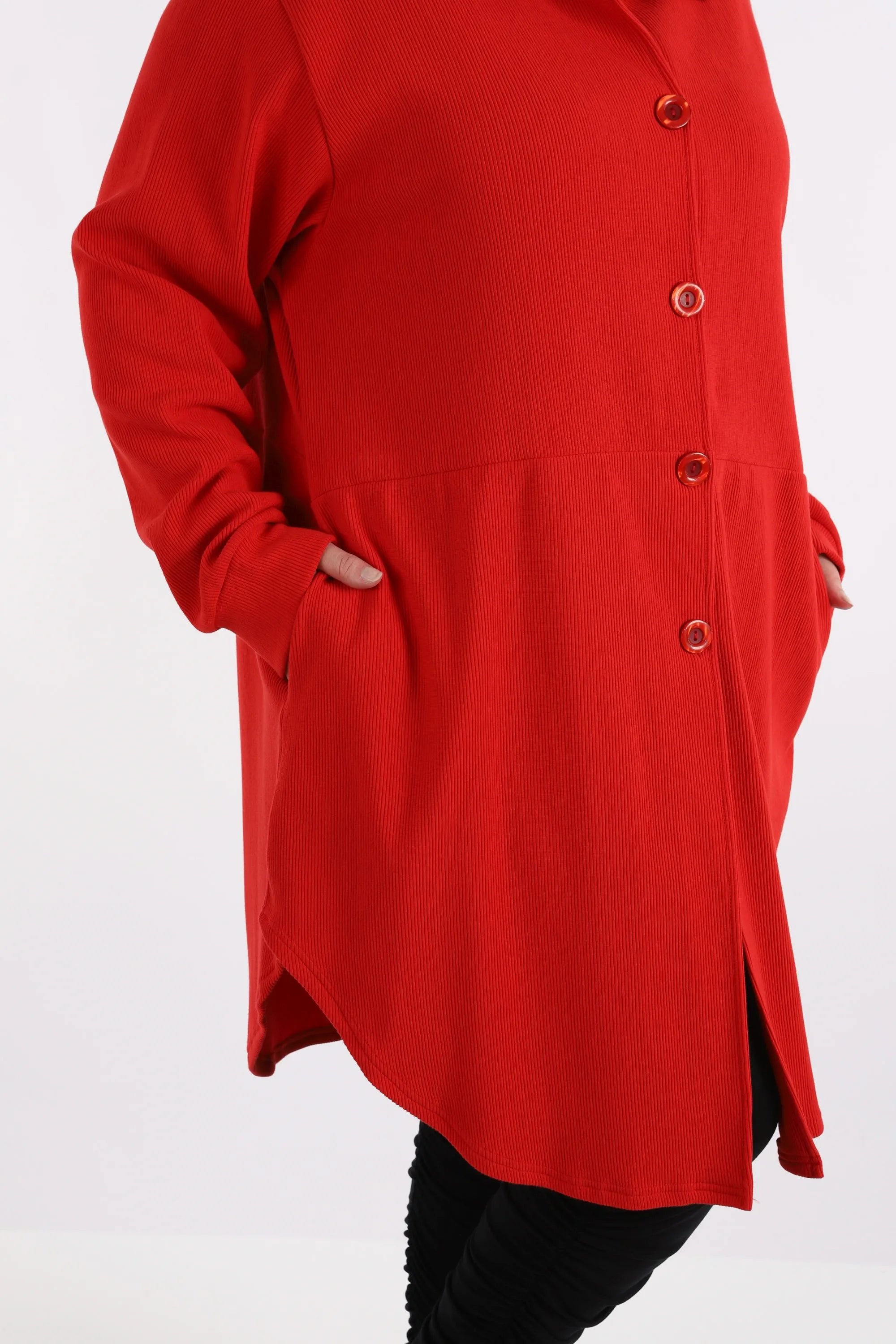  AKH Fashion Bluse in gerundeter Form, aus Baumwolle, 1252.06881, Rot, Schick, Modern
