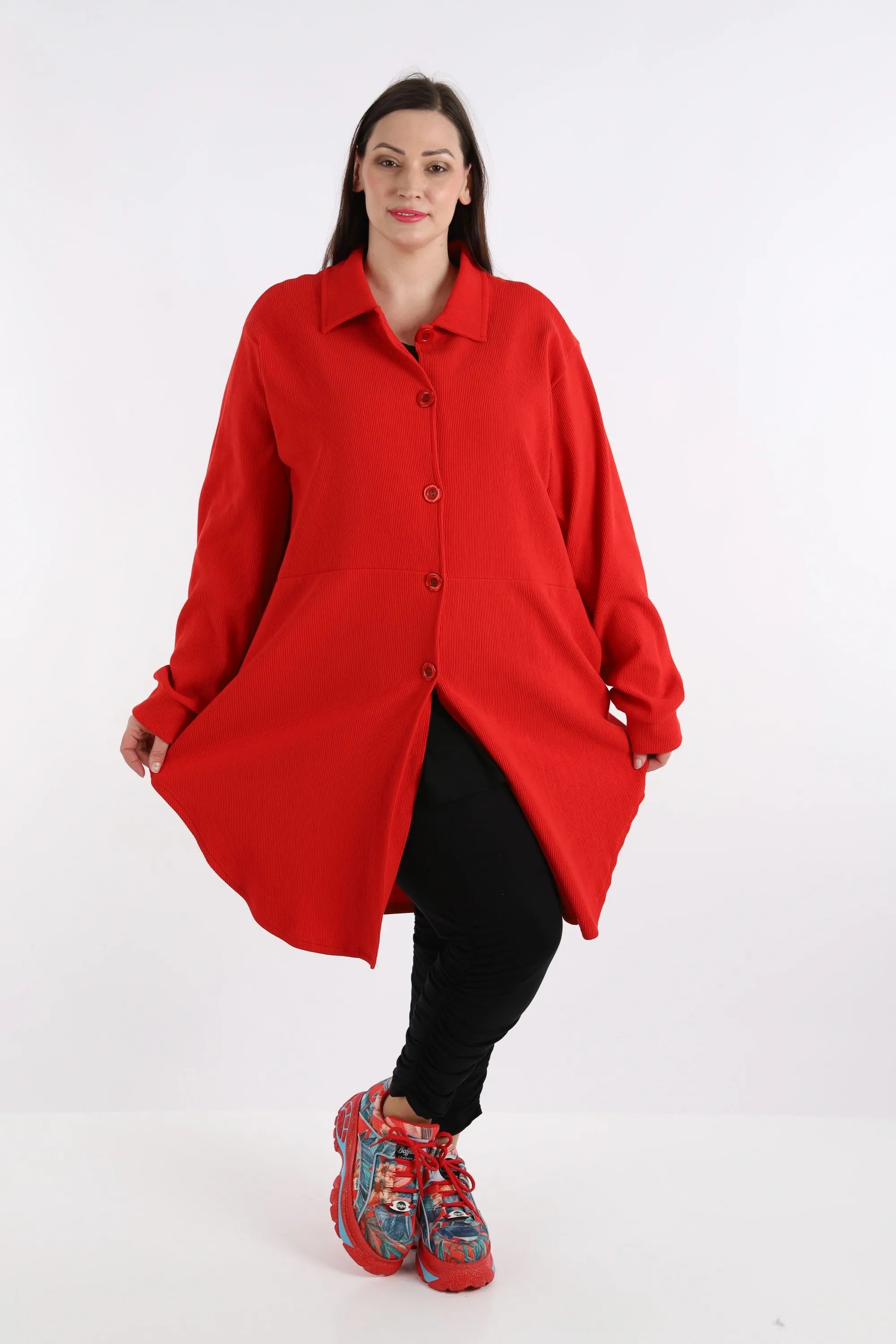  AKH Fashion Bluse in gerundeter Form, aus Baumwolle, 1252.06881, Rot, Schick, Modern