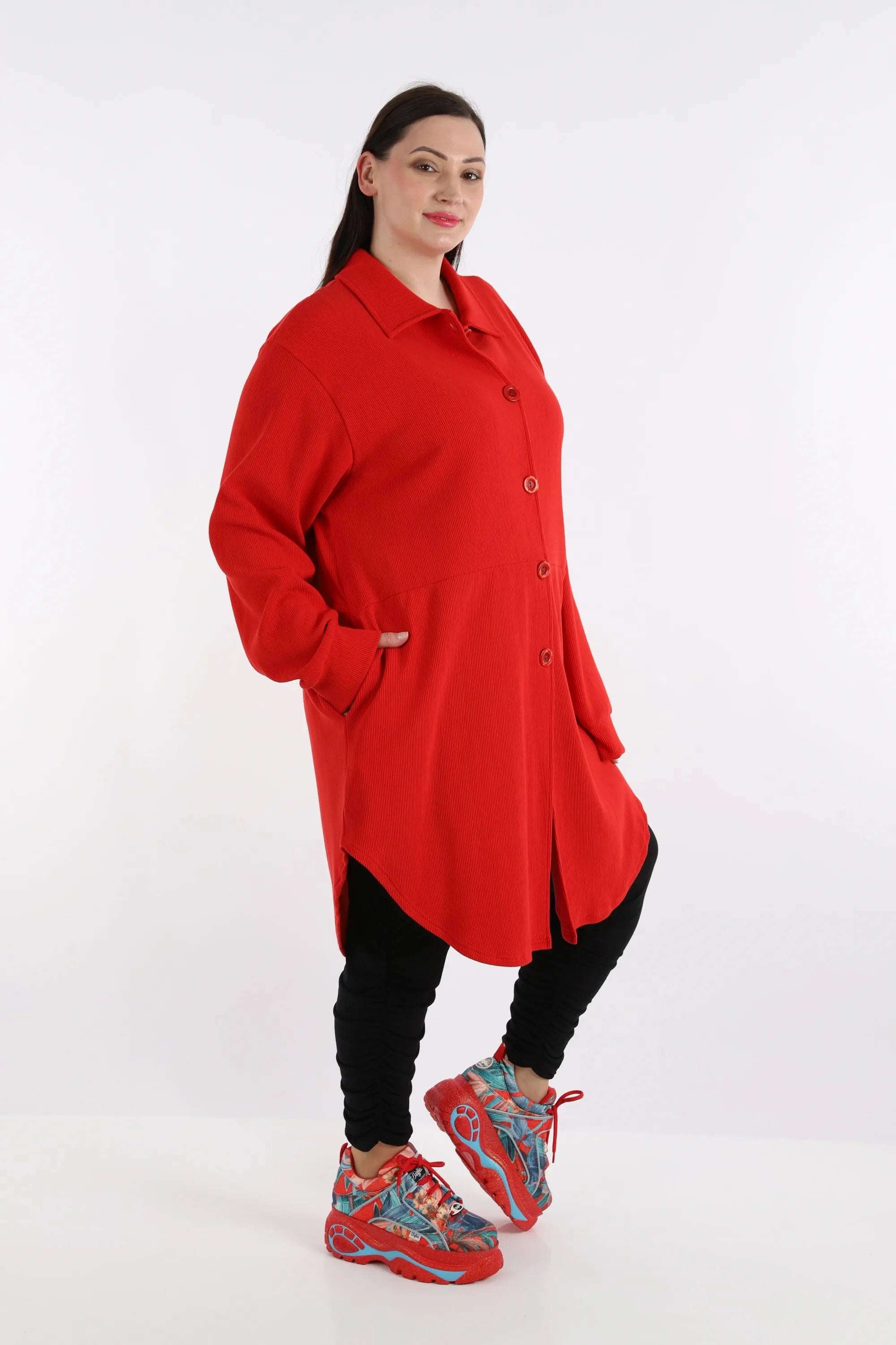  AKH Fashion Bluse in gerundeter Form, aus Baumwolle, 1252.06881, Rot, Schick, Modern
