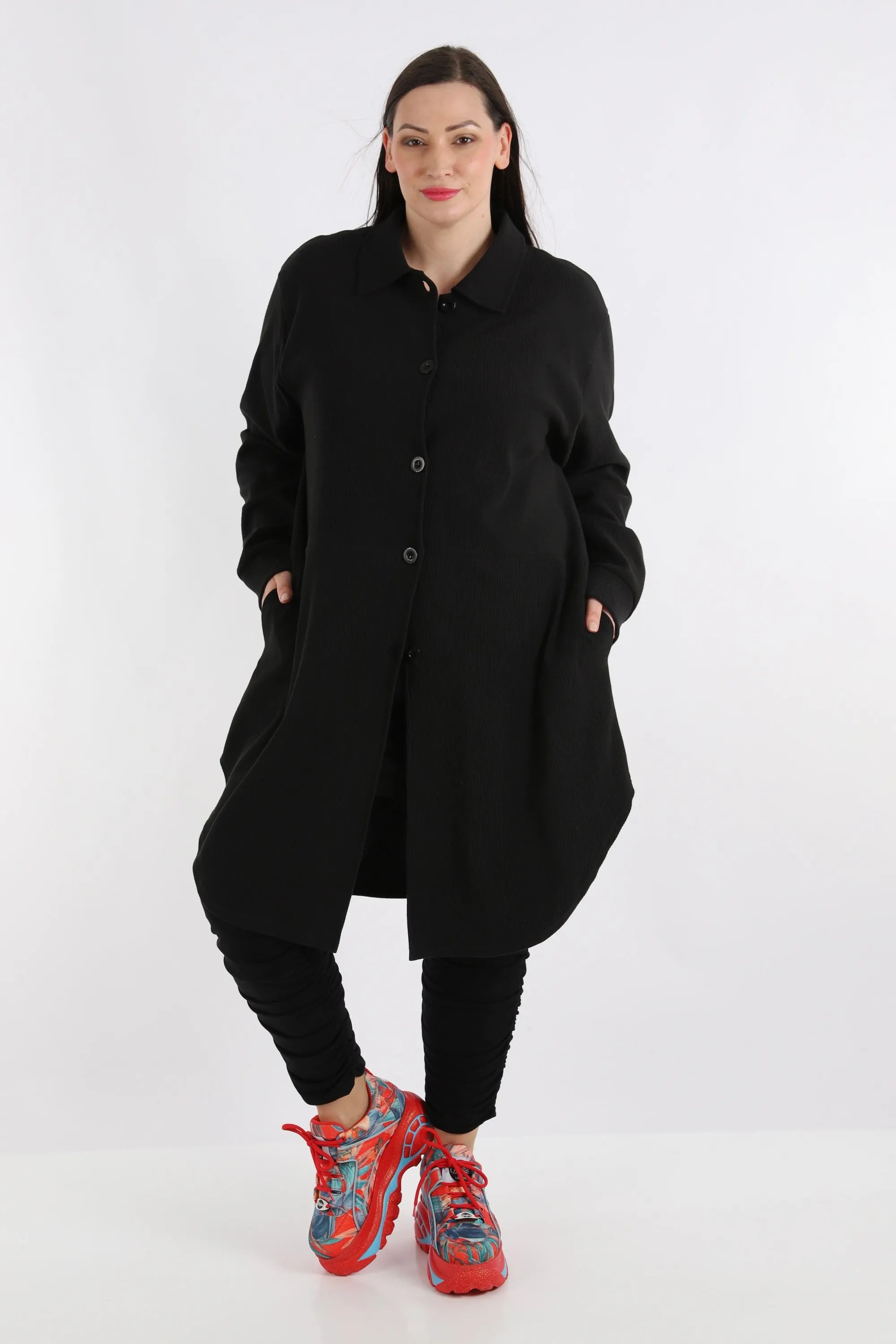  AKH Fashion Bluse in gerundeter Form, aus Baumwolle, 1252.06881, Schwarz, Schick, Modern