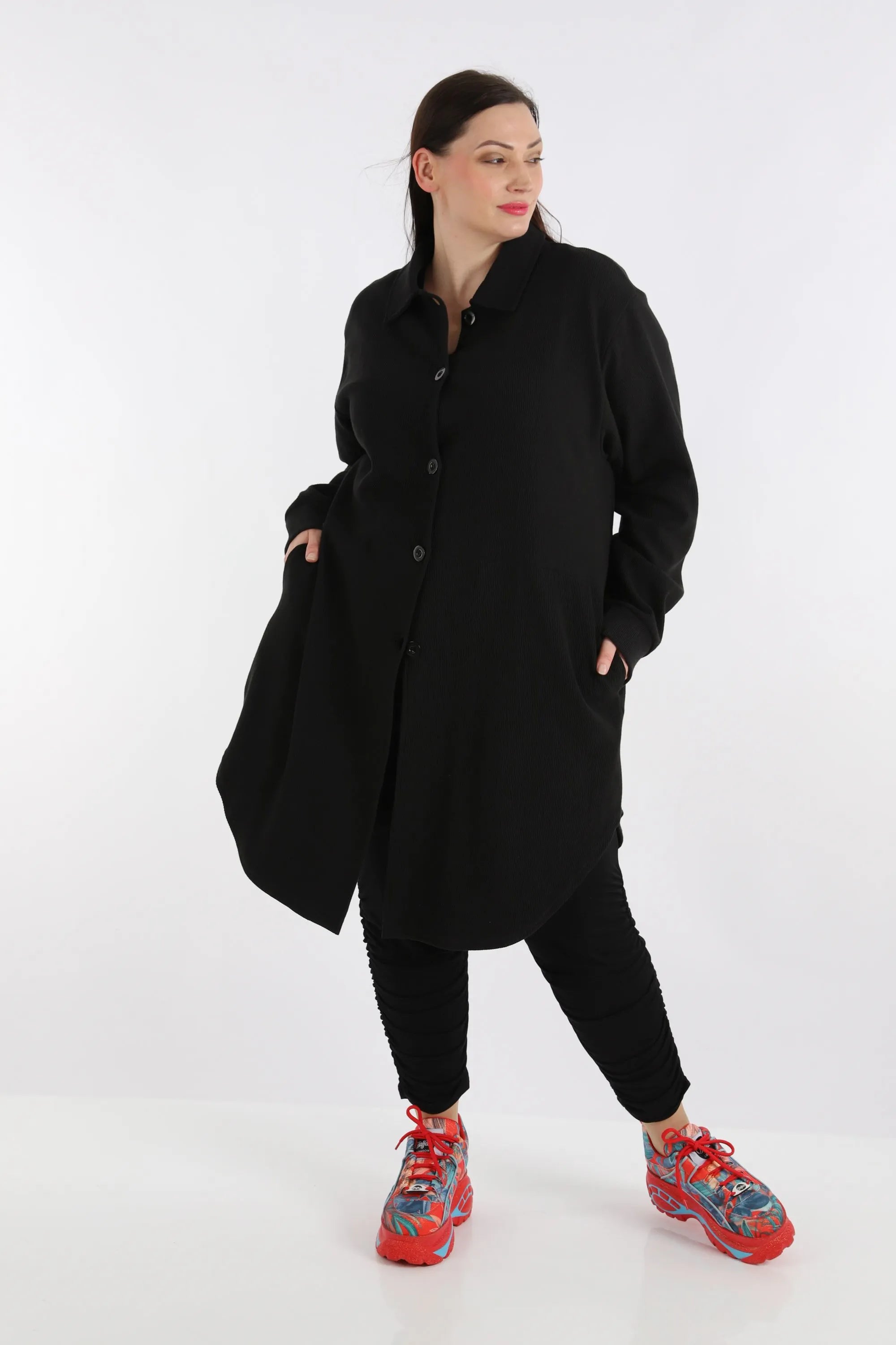  AKH Fashion Bluse in gerundeter Form, aus Baumwolle, 1252.06881, Schwarz, Schick, Modern