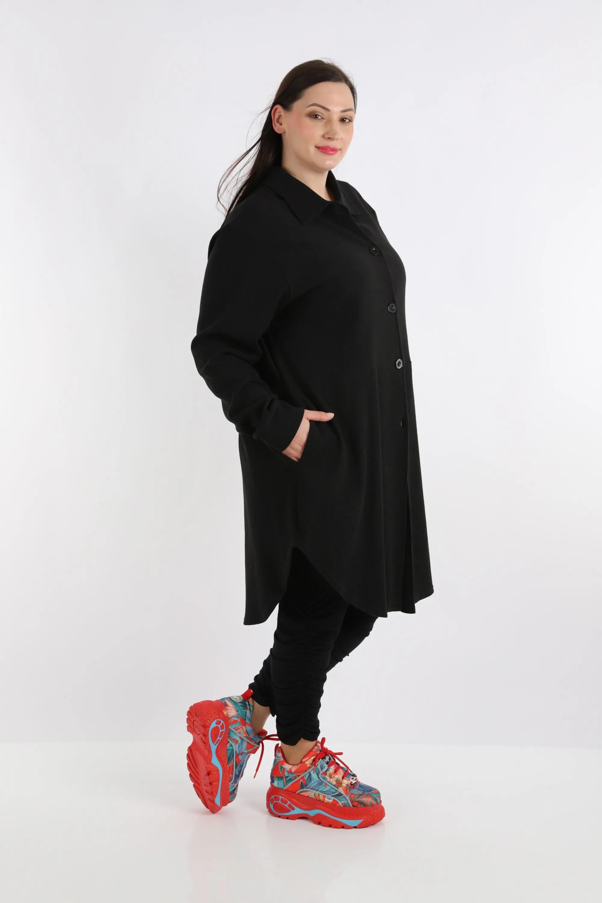  AKH Fashion Bluse in gerundeter Form, aus Baumwolle, 1252.06881, Schwarz, Schick, Modern