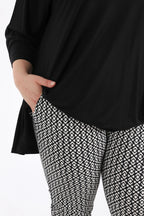  AKH Fashion Hose in gerader Form, aus Polyester, 1267.06229, Schwarz-Weiß, Muster, Schick