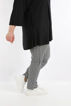  AKH Fashion Hose in gerader Form, aus Polyester, 1267.06229, Schwarz-Weiß, Muster, Schick