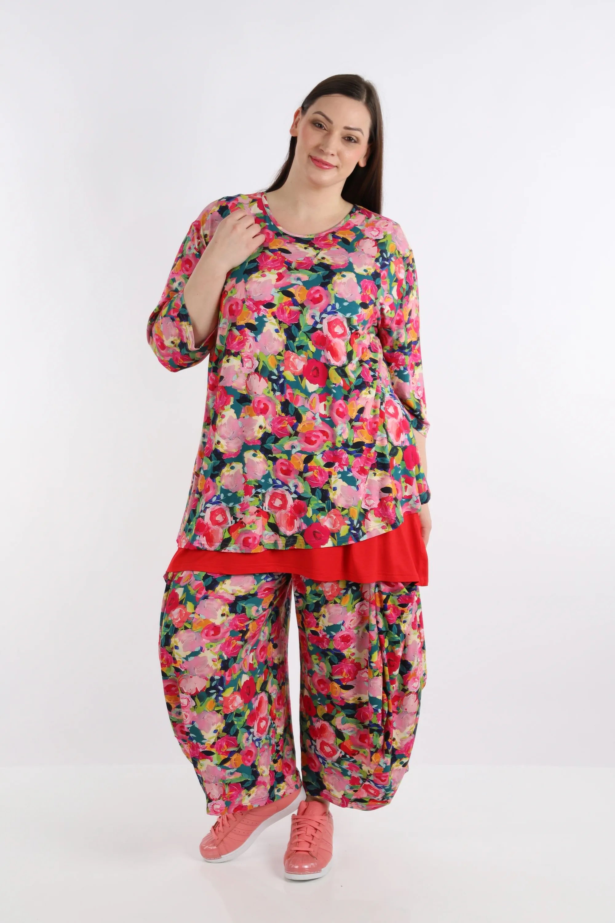  Ballonhose von AKH Fashion aus Viskose, 1276.08069, Pink-Mehrfarbig, Blumen, Schick