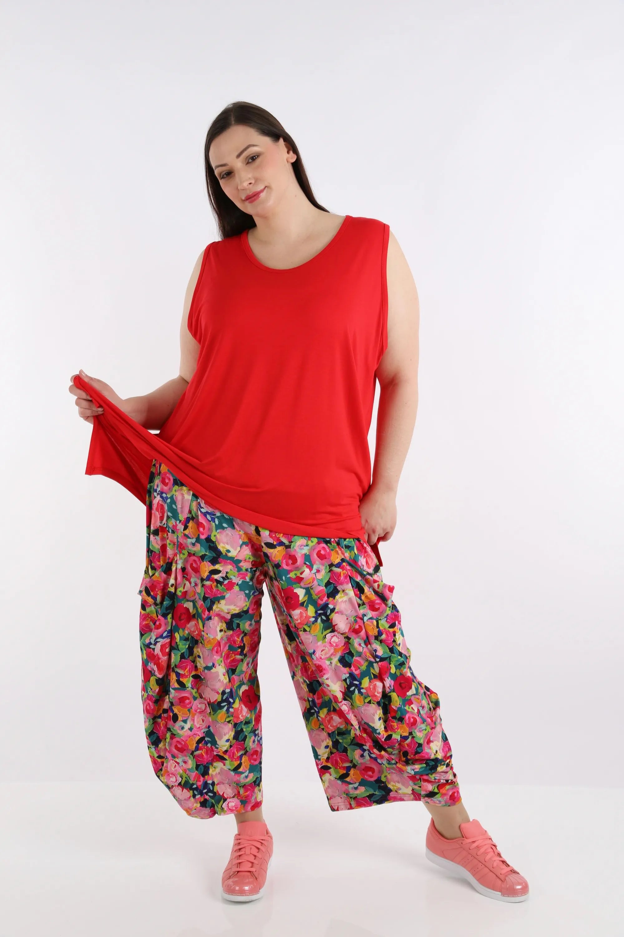  Ballonhose von AKH Fashion aus Viskose, 1276.08069, Pink-Mehrfarbig, Blumen, Schick