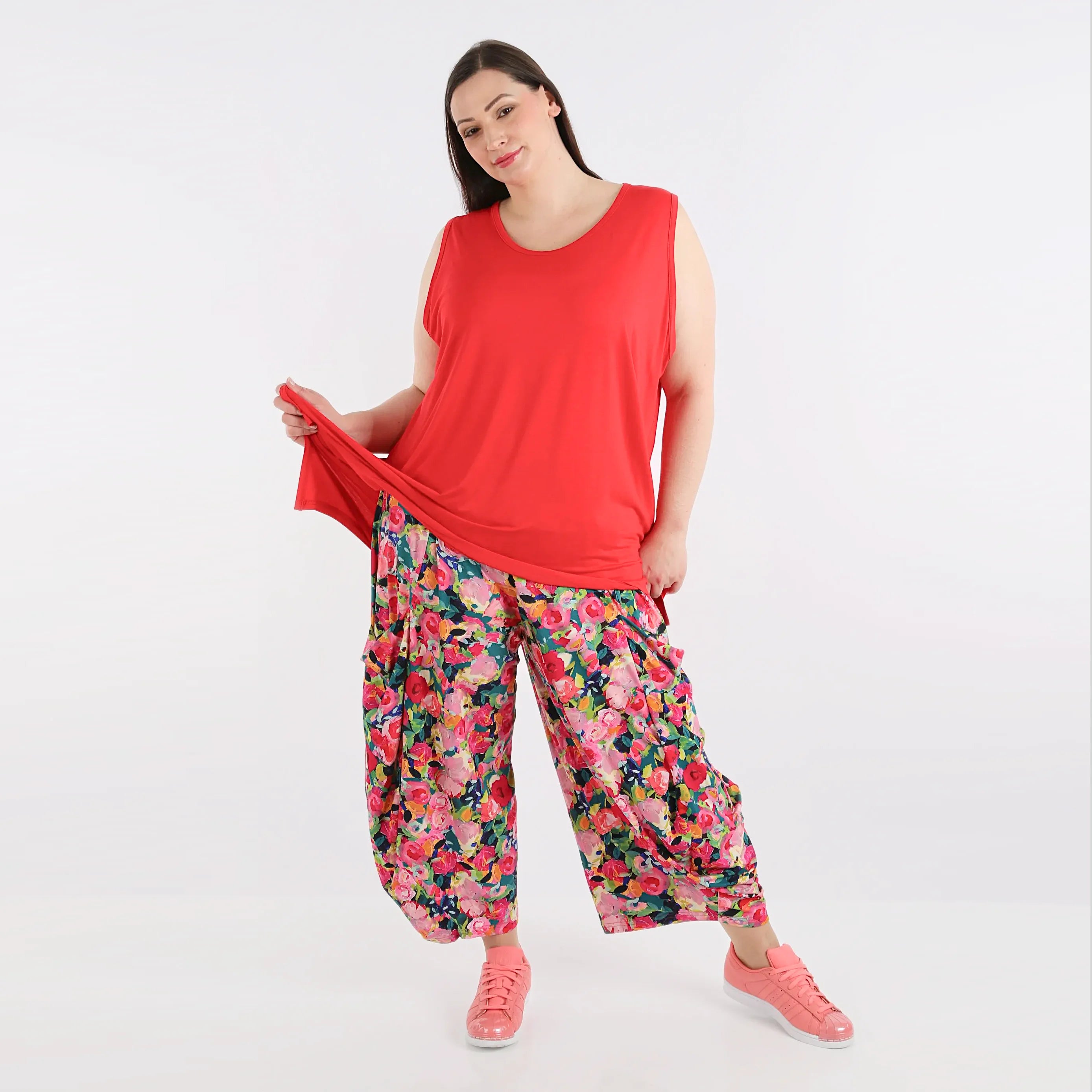  Ballonhose von AKH Fashion aus Viskose, 1276.08069, Pink-Mehrfarbig, Blumen, Schick