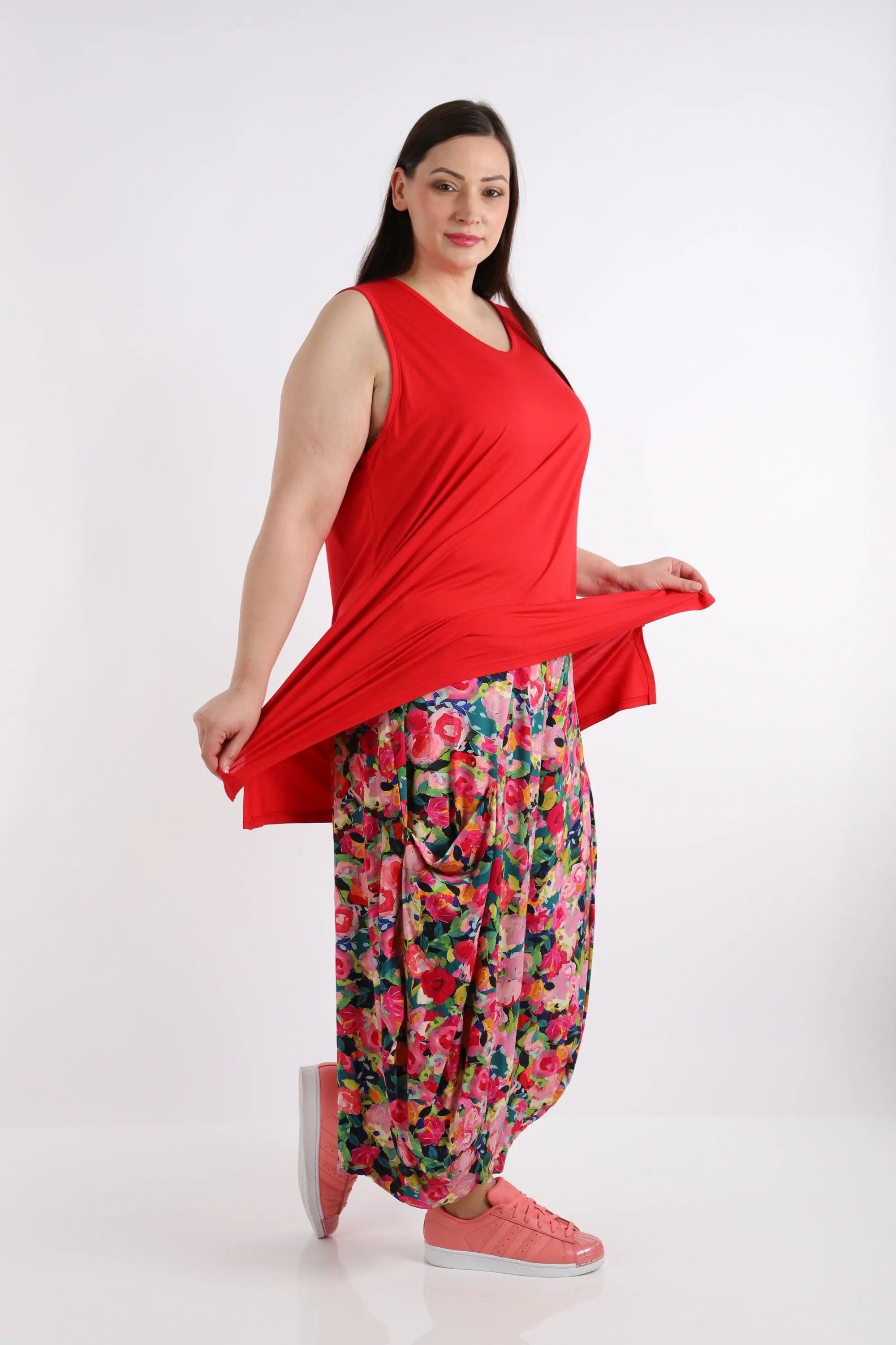  Ballonhose von AKH Fashion aus Viskose, 1276.08069, Pink-Mehrfarbig, Blumen, Schick