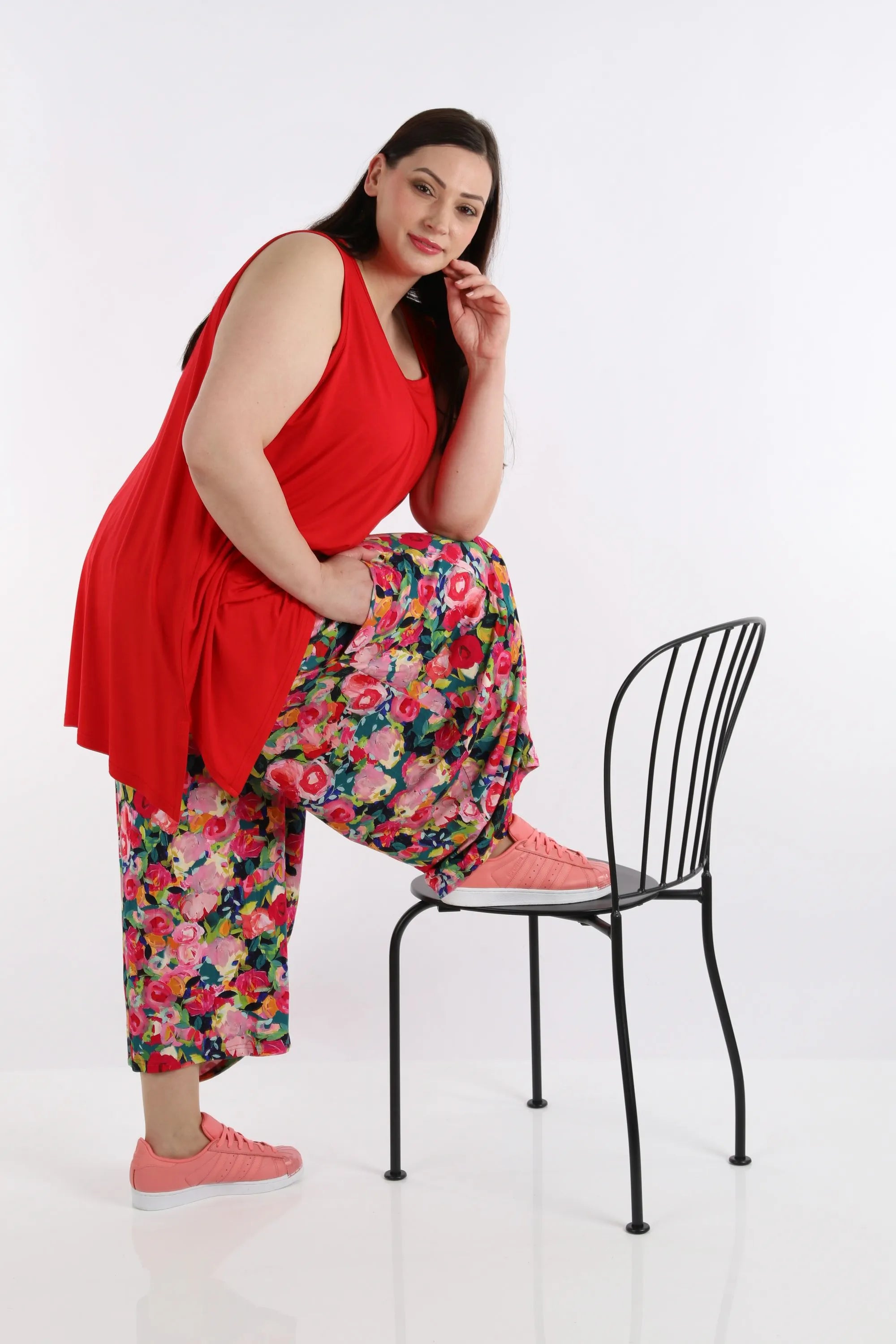  Ballonhose von AKH Fashion aus Viskose, 1276.08069, Pink-Mehrfarbig, Blumen, Schick