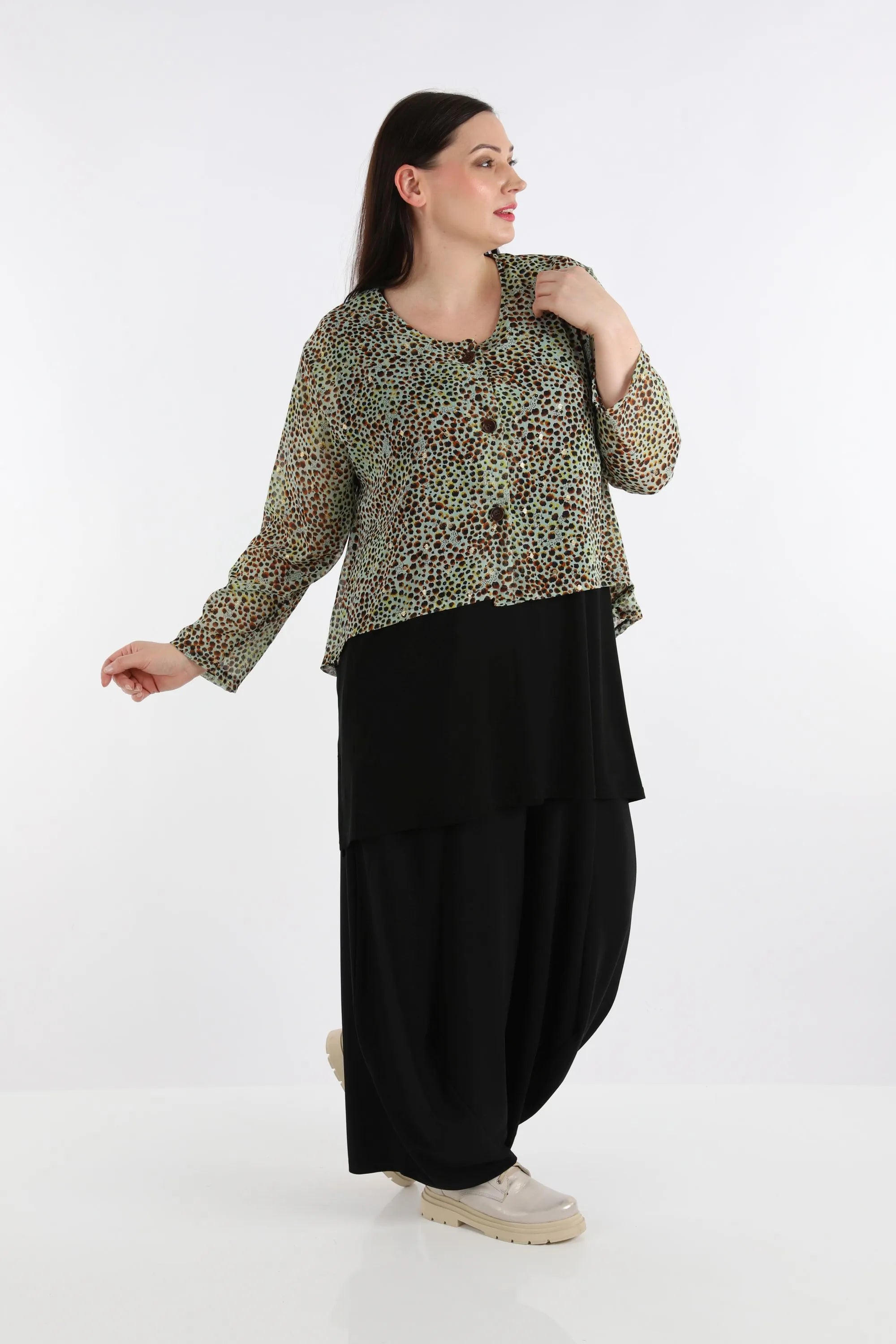  AKH Fashion Jacke in gerundeter Form, aus Viskose, 1279.00130, Mint, Animal, Schick