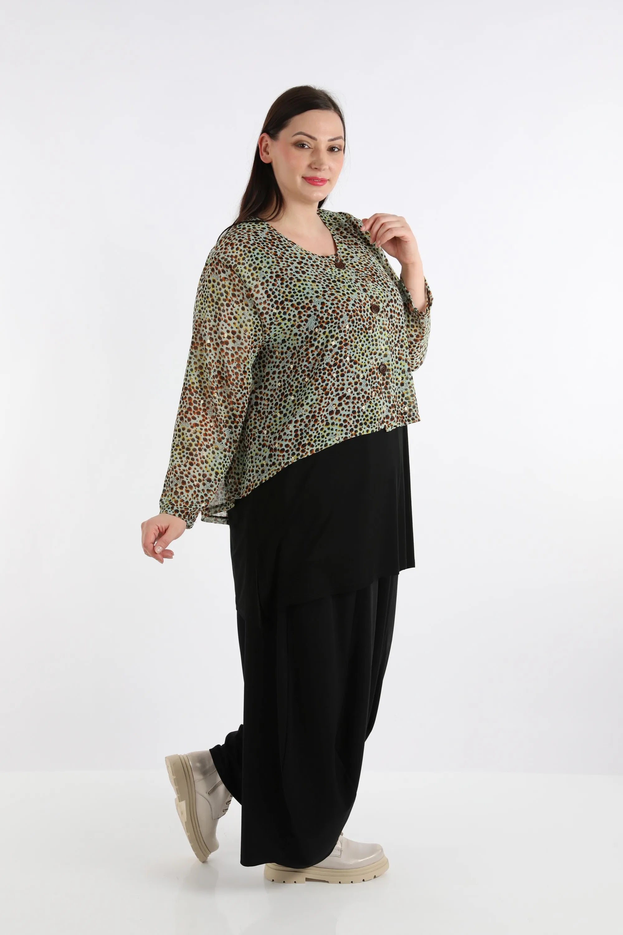  AKH Fashion Jacke in gerundeter Form, aus Viskose, 1279.00130, Mint, Animal, Schick