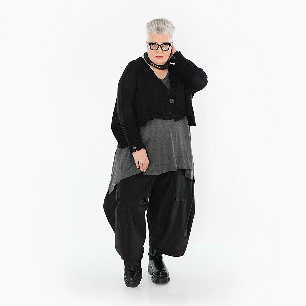  AKH Premium Jacke in kastiger Form, aus Baumwolle, P1002.2540, Schwarz, Ausgefallen