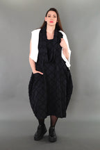  A-Form Kleid von AKH Premium aus Baumwolle, P1004.7115, Schwarz, Raute, Ausgefallen
