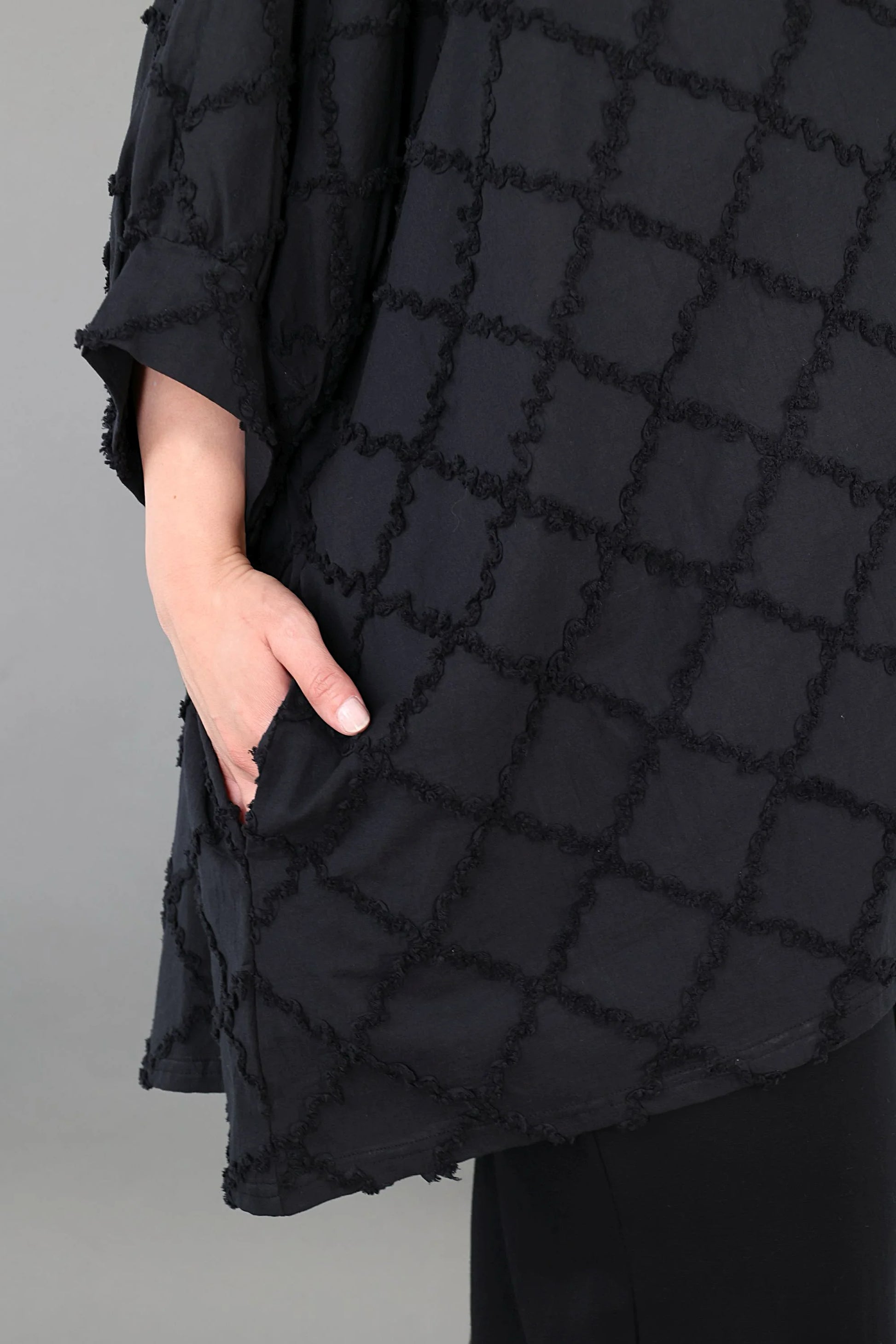  A-Form Jacke von AKH Premium aus Baumwolle, P1004.7116, Schwarz, Raute, Ausgefallen
