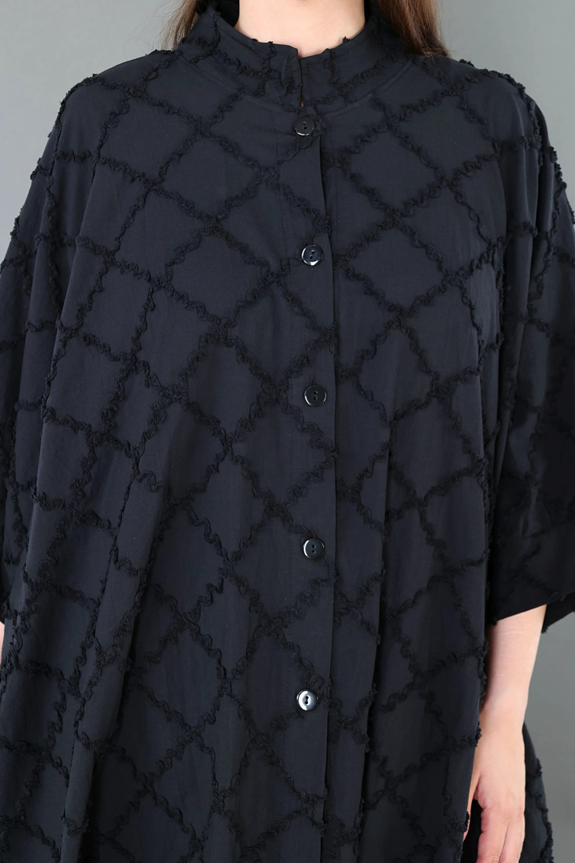  A-Form Jacke von AKH Premium aus Baumwolle, P1004.7116, Schwarz, Raute, Ausgefallen