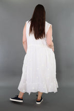  A-Form Kleid von AKH Premium aus Baumwolle, P1005.7115, Weiß, Punkte, Ausgefallen, Zeitlos