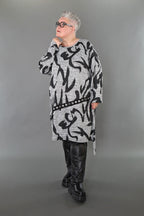  AKH Premium Bigshirt in asymmetrischer Form, aus Materialmix, P1006.7126, Grau/Dunkelgrau