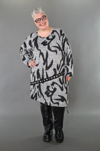  AKH Premium Bigshirt in asymmetrischer Form, aus Materialmix, P1006.7126, Grau/Dunkelgrau