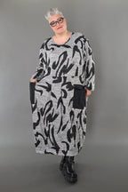  AKH Premium Kleid in gerader Form, aus Materialmix, P1006.7127, Grau/Dunkelgrau, Schick