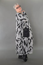  AKH Premium Kleid in gerader Form, aus Materialmix, P1006.7127, Grau/Dunkelgrau, Schick