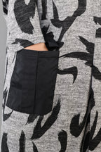  AKH Premium Kleid in gerader Form, aus Materialmix, P1006.7127, Grau/Dunkelgrau, Schick