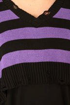  AKH Premium Überwurf in kastiger Form, aus Baumwolle, P1007.2537, Schwarz/Lavendel, Schick