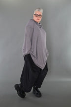  A-Form Bigshirt von AKH Premium aus Viskose, P1008.0516, Hellgrau, Ausgefallen, Zeitlos