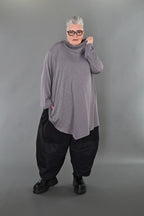  A-Form Bigshirt von AKH Premium aus Viskose, P1008.0516, Hellgrau, Ausgefallen, Zeitlos