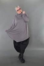  A-Form Bigshirt von AKH Premium aus Viskose, P1008.0516, Hellgrau, Ausgefallen, Zeitlos