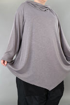  A-Form Bigshirt von AKH Premium aus Viskose, P1008.0516, Hellgrau, Ausgefallen, Zeitlos