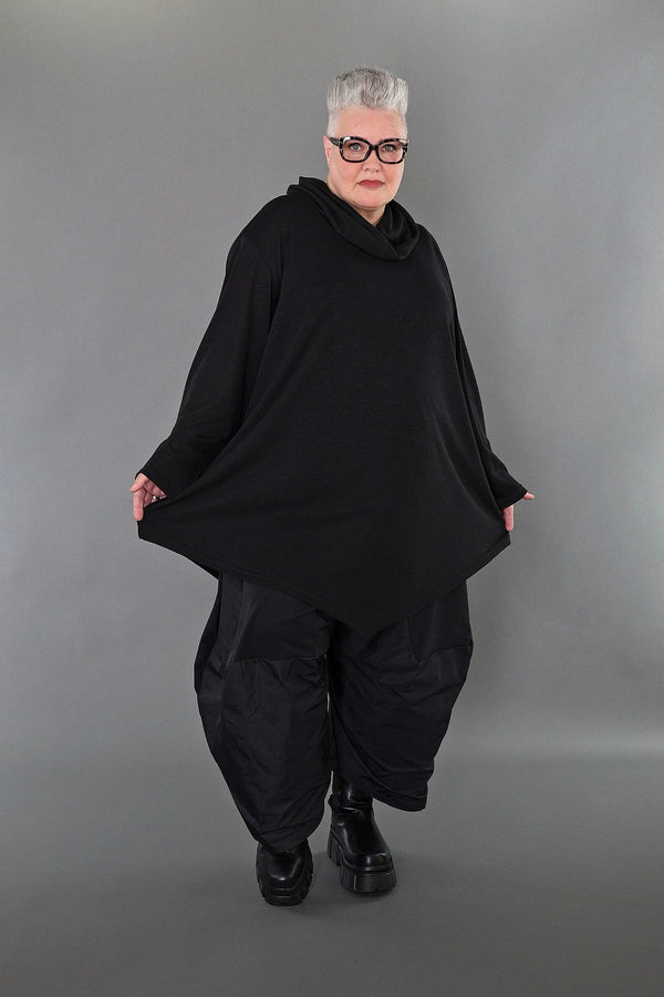 A-Form Bigshirt von AKH Premium aus Viskose, P1008.0516, Schwarz, Ausgefallen, Zeitlos