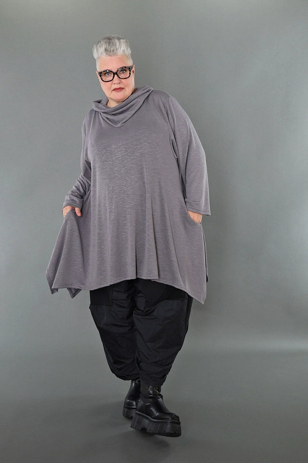 A-Form Bigshirt von AKH Premium aus Viskose, P1008.3371, Hellgrau, Ausgefallen, Zeitlos