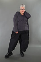  AKH Premium Bigshirt in gerader Form, aus Viskose, P1008.7130, Dunkelgrau, Ausgefallen