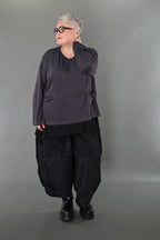  AKH Premium Bigshirt in gerader Form, aus Viskose, P1008.7130, Dunkelgrau, Ausgefallen