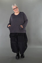  AKH Premium Bigshirt in gerader Form, aus Viskose, P1008.7130, Dunkelgrau, Ausgefallen