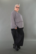  AKH Premium Bigshirt in gerader Form, aus Viskose, P1008.7130, Hellgrau, Ausgefallen, Zeitlos