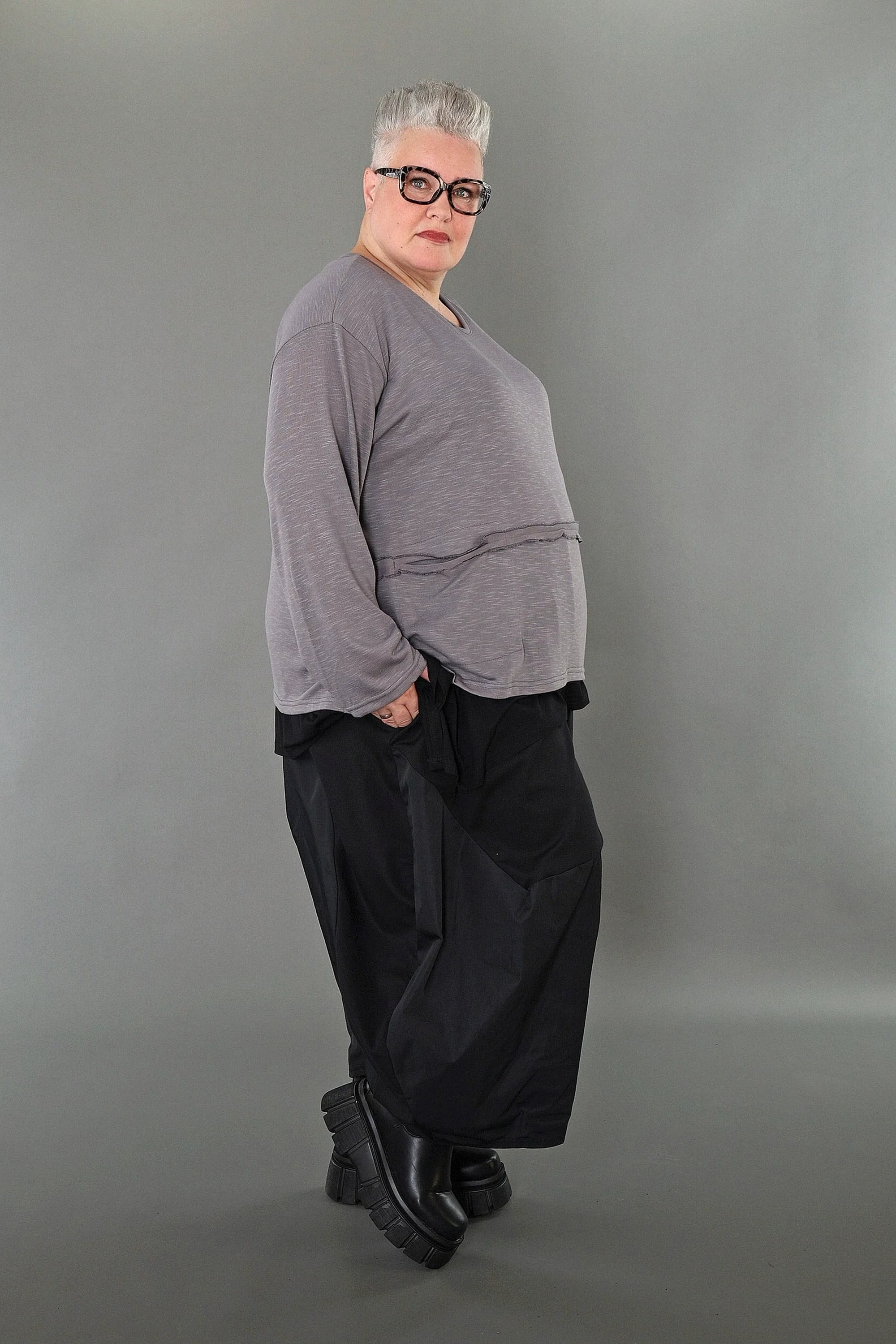  AKH Premium Bigshirt in gerader Form, aus Viskose, P1008.7130, Hellgrau, Ausgefallen, Zeitlos