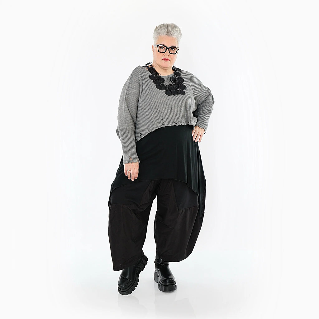  AKH Premium Überwurf in kastiger Form, aus Baumwolle, P1009.2538, Grau, Ausgefallen