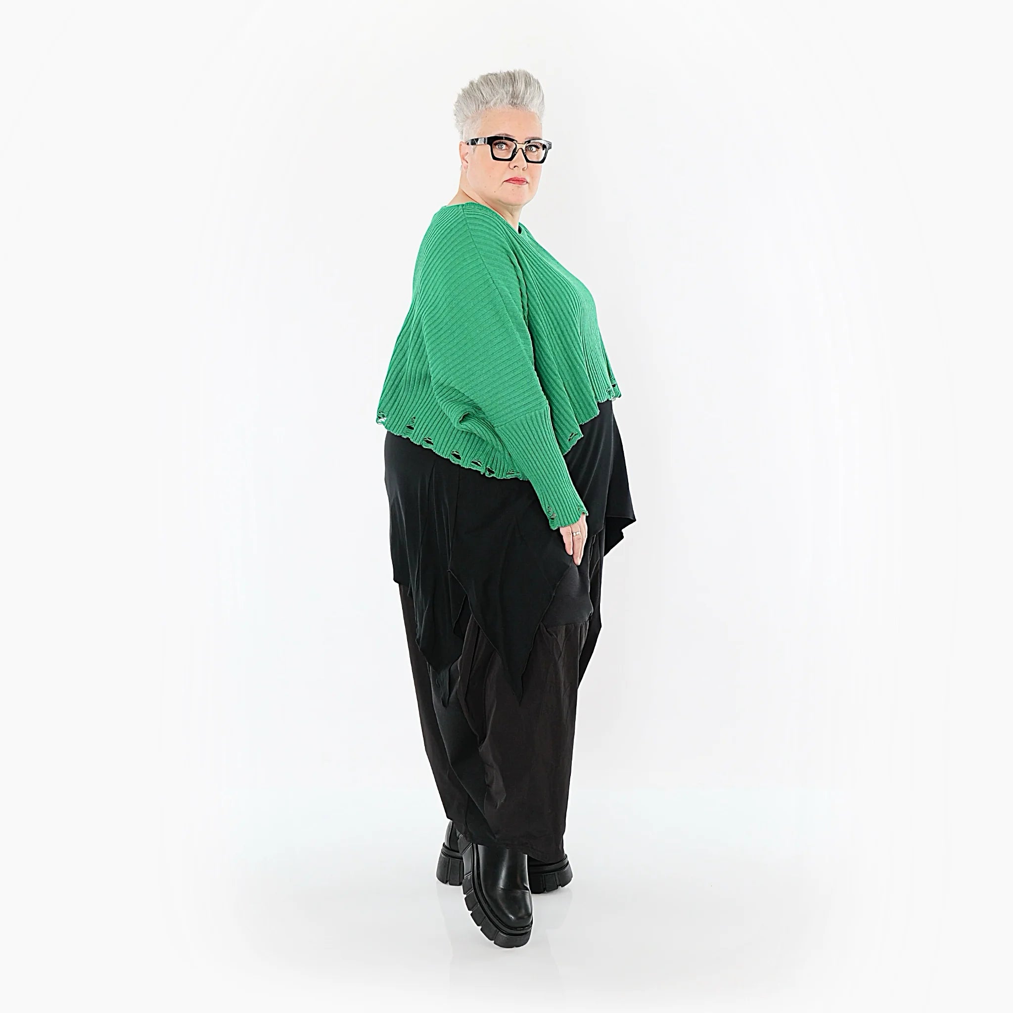  AKH Premium Überwurf in kastiger Form, aus Baumwolle, P1009.2538, Grün, Ausgefallen