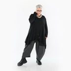 A-Form Bigshirt von AKH Premium aus Baumwolle, P1009.2542, Schwarz, Ausgefallen, Zeitlos