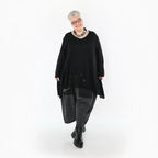 A-Form Bigshirt von AKH Premium aus Baumwolle, P1009.2542, Schwarz, Ausgefallen, Zeitlos