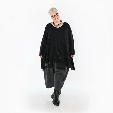  A-Form Bigshirt von AKH Premium aus Baumwolle, P1009.2542, Schwarz, Ausgefallen, Zeitlos