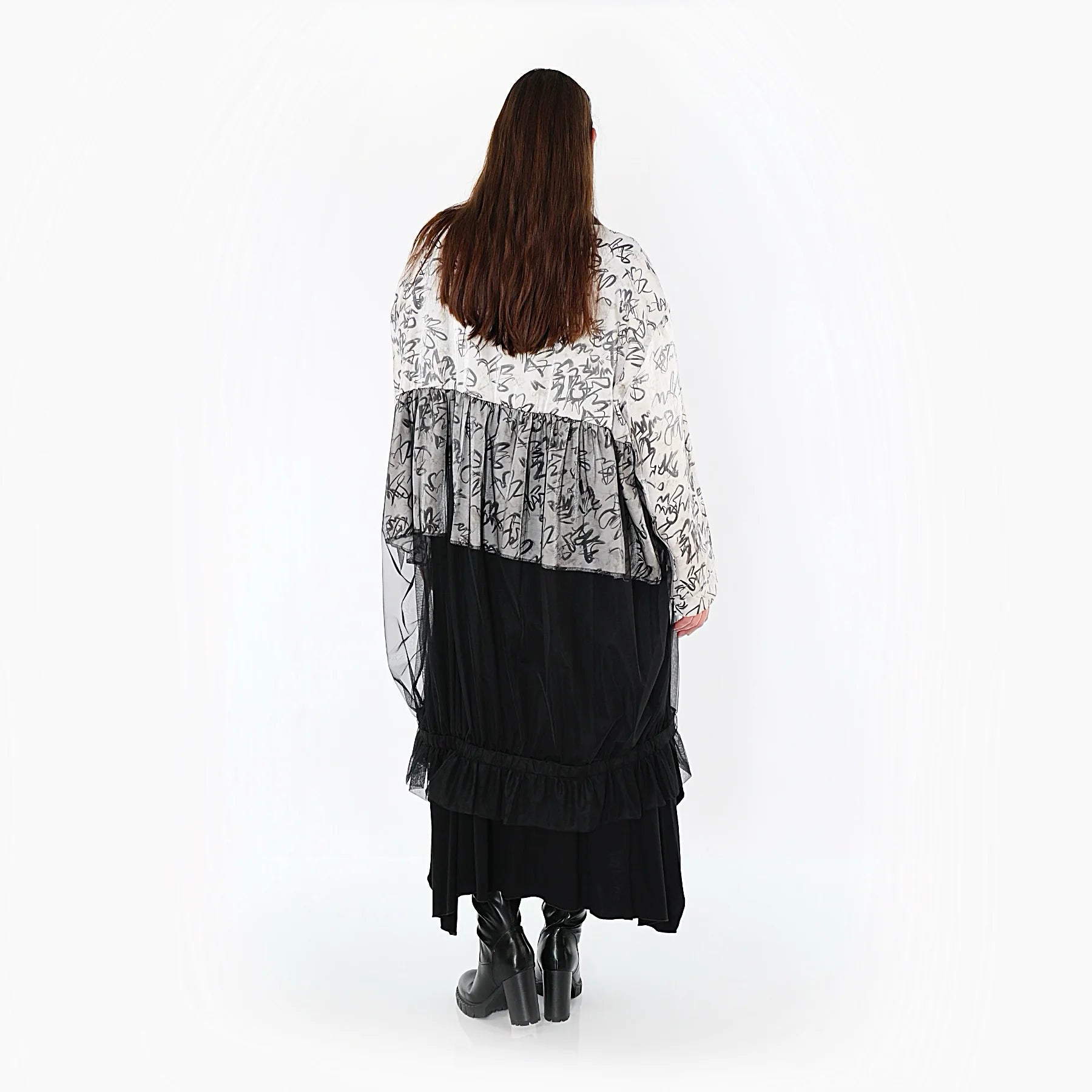  AKH Premium Bluse in gerader Form, aus Viskose, P1010.7136, Schwarz/Weiß, Grafik, Schick