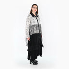 AKH Premium Bluse in gerader Form, aus Viskose, P1010.7136, Schwarz/Weiß, Grafik, Schick