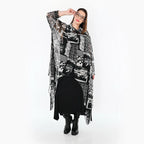  Zipfel Bluse von AKH Premium aus Viskose, P1011.7135, Weiß/Grau, Kringel, Ausgefallen