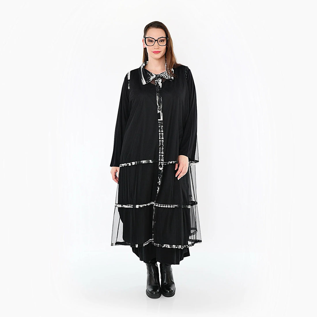  AKH Premium Bluse in gerader Form, aus Viskose, P1011.7136, Weiß/Grau, Kringel, Schick