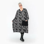  Ballonkleid von AKH Premium aus Viskose, P1012.7144, Grau/Schwarz, Wellen, Ausgefallen
