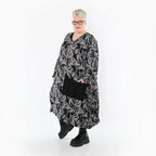  Ballonkleid von AKH Premium aus Viskose, P1012.7144, Grau/Schwarz, Wellen, Ausgefallen