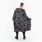  Ballonkleid von AKH Premium aus Viskose, P1012.7144, Grau/Schwarz, Wellen, Ausgefallen