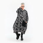  Ballonkleid von AKH Premium aus Viskose, P1012.7144, Grau/Schwarz, Wellen, Ausgefallen